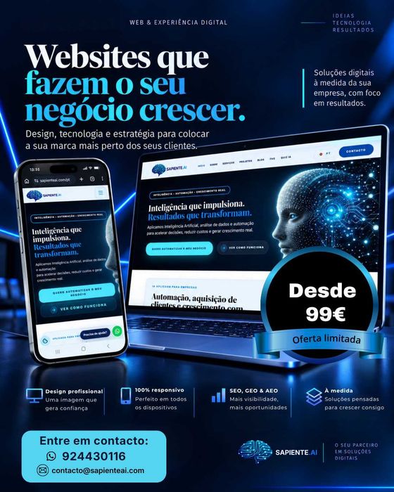 Criação de Websites/Landing Pages Profissionais desde 99 euros