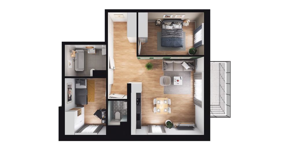 3-pokojowe mieszkanie 59m2 + balkon Bezpośrednio