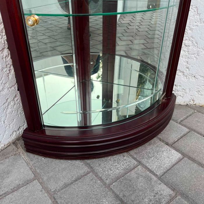 Vitrine Expositora de Canto Clássica em Madeira