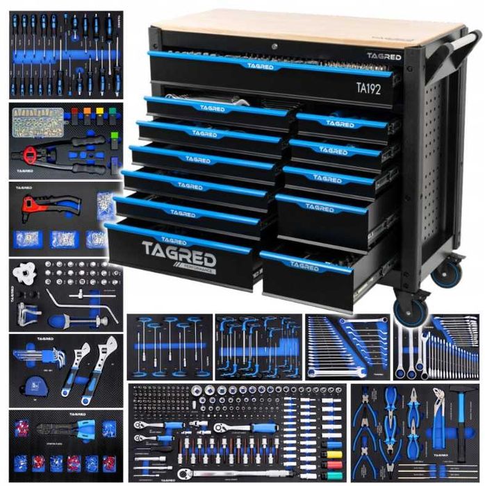 Szafa warsztatowa wózek narzędziowy TAGRED 12 szuflad 713el. TA192