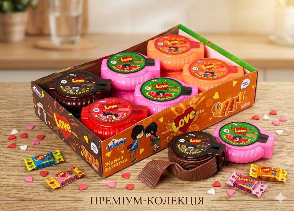 Жуйка рулетка Love is ... 24 шт в блоці чудові жуйки з різними смаками