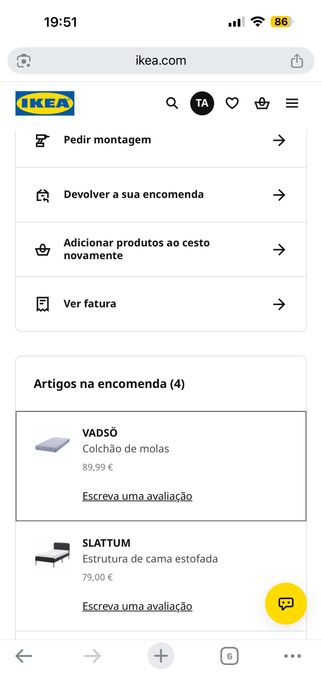 Cama + colchão 90x200cm