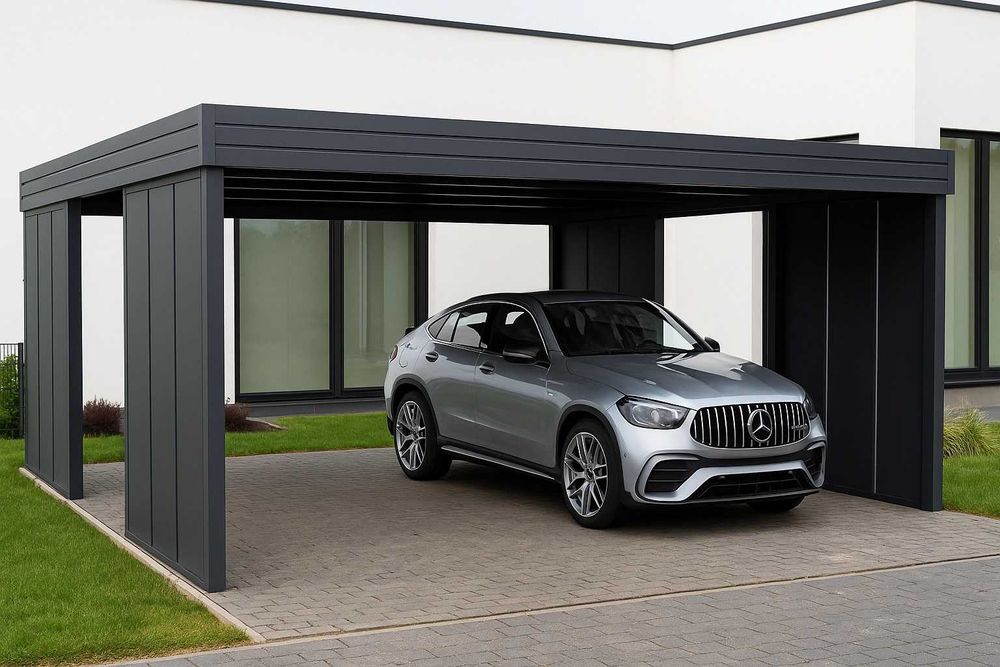 Wiata na 2 Auta 5,5x5,5m | MODUŁOWA PION | Solidna Stal 100x100