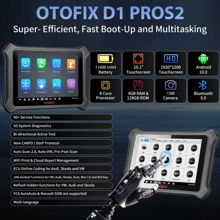 Autel OTOFIX D1 PROS 2 KIT Máq Diagnóstico OBD 40 Funções (NOVO)