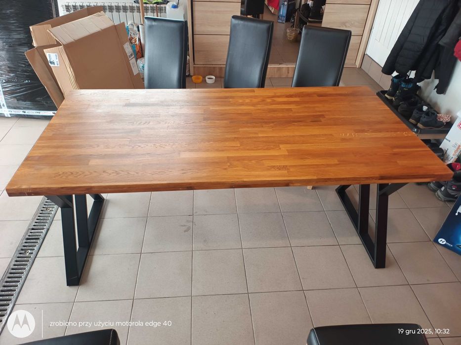 Nowy stół dębowy loft i 6 krzeseł