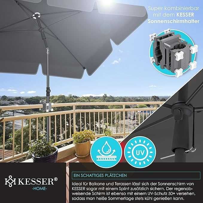 Nowy parasol prostokątny KESSER / patio / ogrodowy / 250x125 !4260!