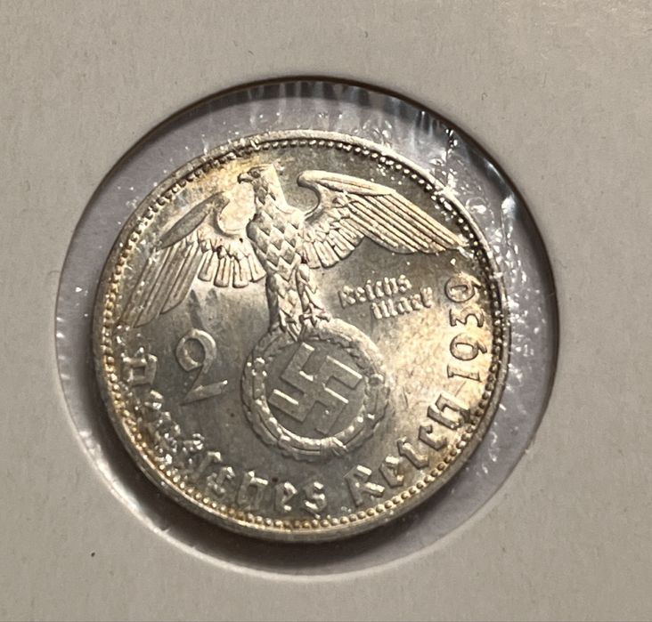 Srebrna moneta 2 marki (Reichsmark) 1939 - Hindenburg, III Rzesza