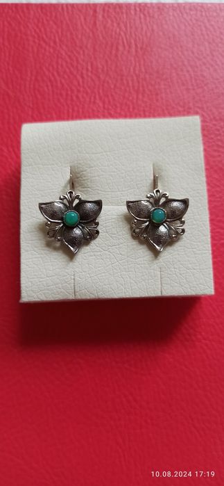 Серьги серебряные + кольцо+ сережки