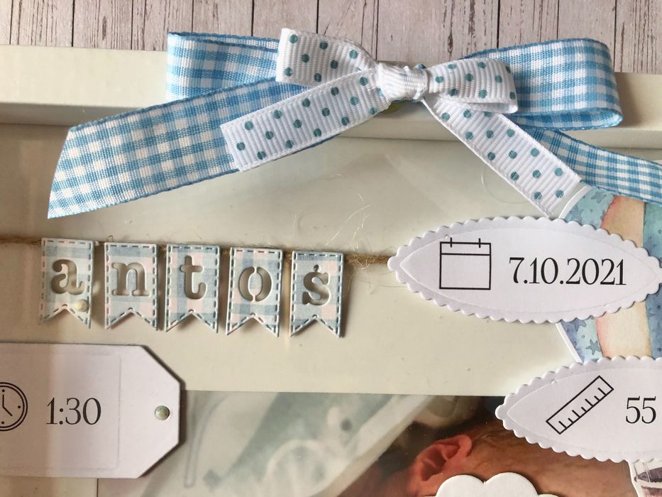 Metryczka narodzin dziecka/ramka 3D na prezent/ręcznie zdobiona