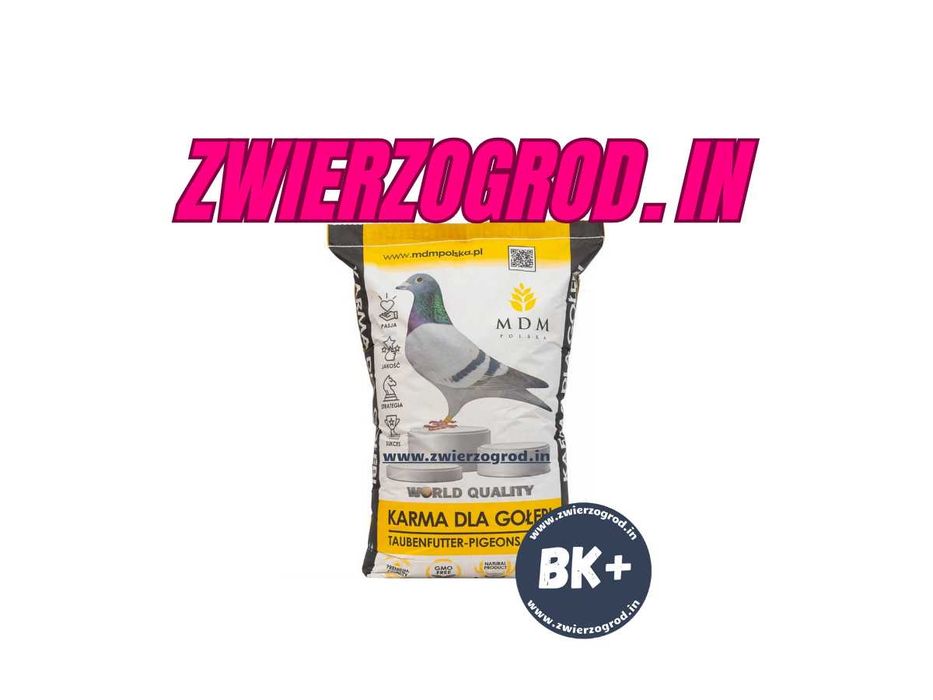 MDM BK PLUS BEZ KUKURYDZY I PSZENICY  mieszanka dla gołębi 25 kg 75zł