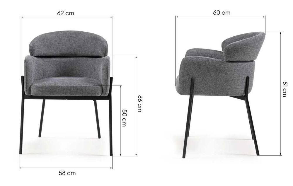 ZZ2235 Granda Krzesło do jadalni, szare