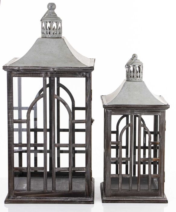 Lampion Drewniany Brązowy Ciemny Duży Dekoracyjny Komplet 2 Szt.178785