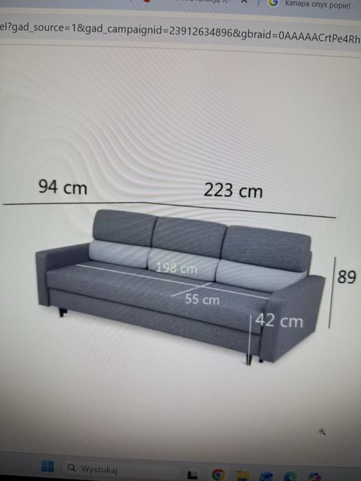 Zarezerwowana !!! Kanapa sofa szara Abra meble jak nowa