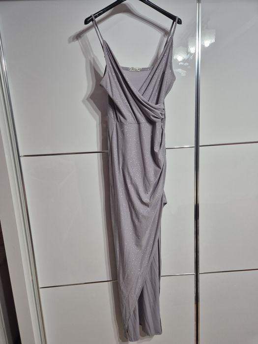 Sukienka srebrna długa obcisła. Roz 38