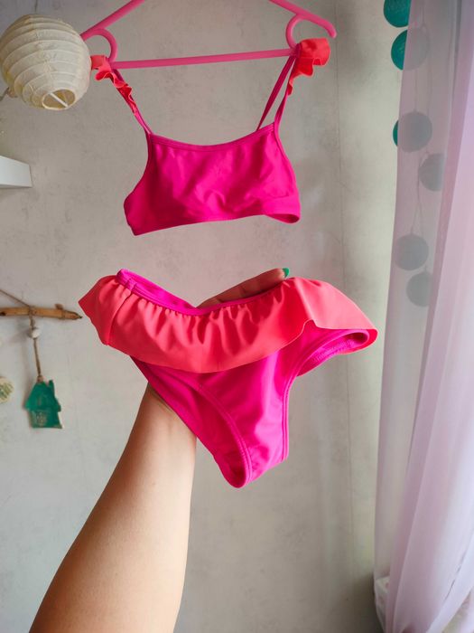 Strój kąpielowy dziewczęcy, dwuczęściowy rozmiar 122/128