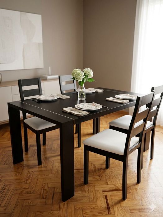 Conjunto de Mesa Jantar Moderna (4 Cadeiras) - Estado Impecável - Estilo Escandinavo