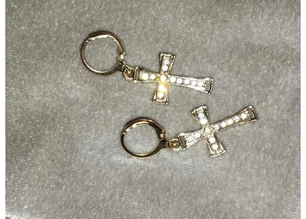 Сережки Кришталевий хрест  сережки-підвіски зі стразами