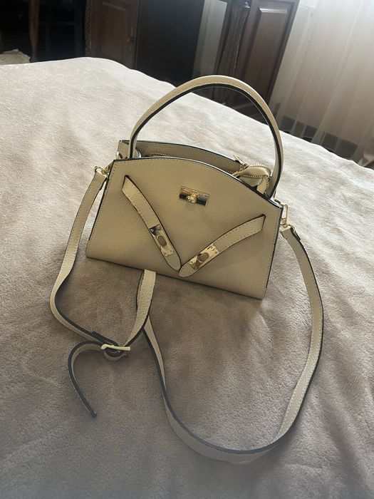 Сумка шкіряна бежева Італія