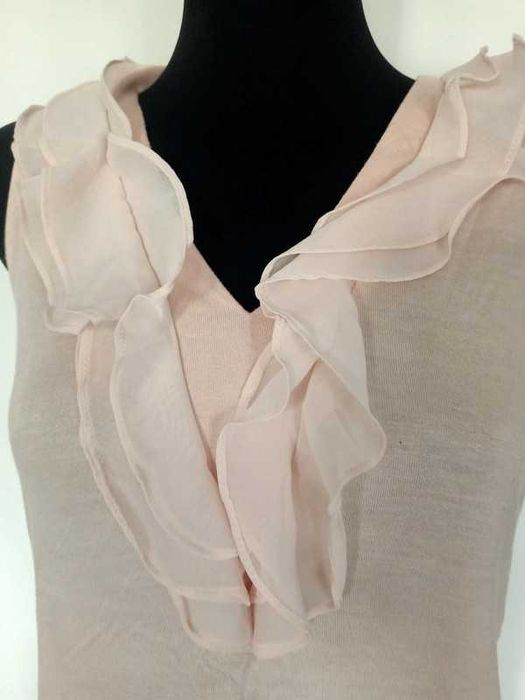 Bluzka tunika top pudrowy róż z falbanką