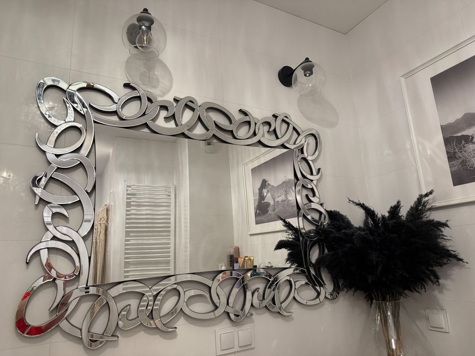 Lustro  glamour  121/90 cm XXL srebrne rama