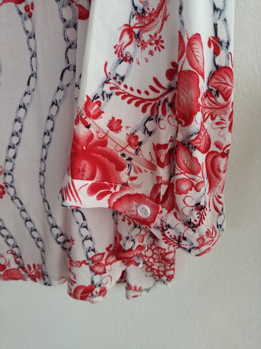 Blusa / Túnica padrão floral, tons vermelhos - Max & Lucas - Tam.XXXL