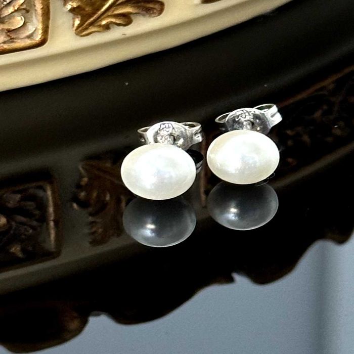 Srebrne kolczyki z naturalnymi słodkowodnymi Perłami -Srebro próby 925