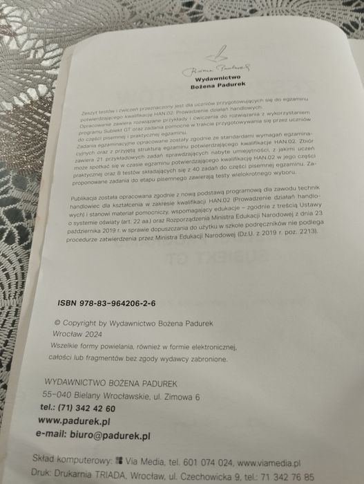 Zeszyt ćwiczeń przygotowujący do egzaminu -tehnikum