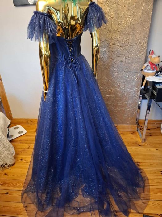 Suknia balowa na studniówkę. Ortis Glamour Navy R40. Polski producent!