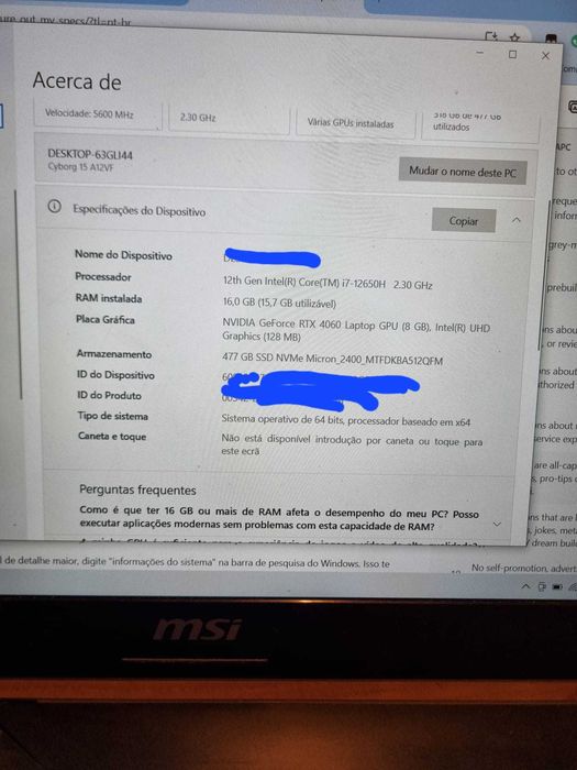 MSI Gaming Laptop | i7-12650H | RTX 4060 16GB