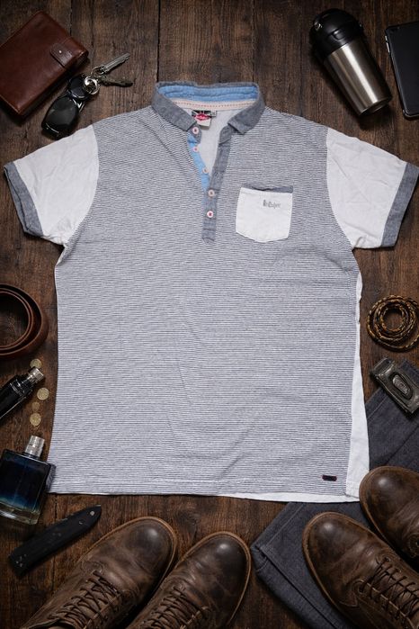 Koszulka męska Lee Cooper XL paski kieszonka