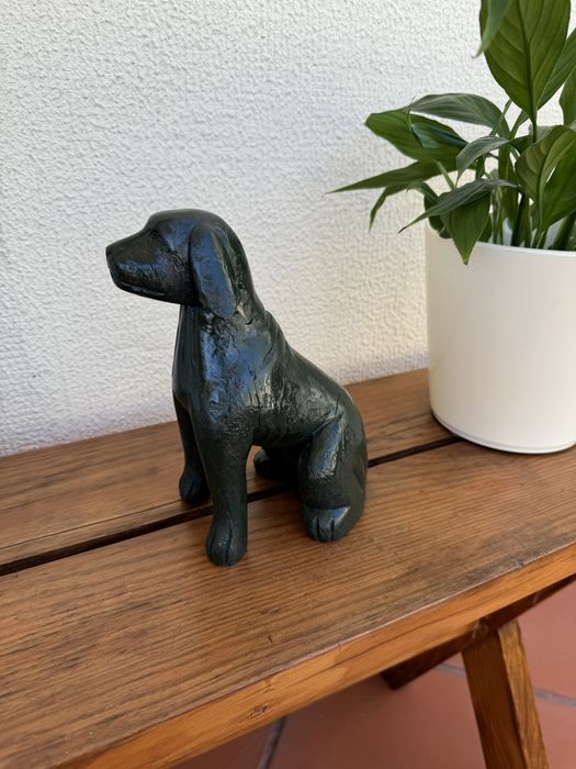 Figura do cão de madeira 22 cm Wooden dog figure