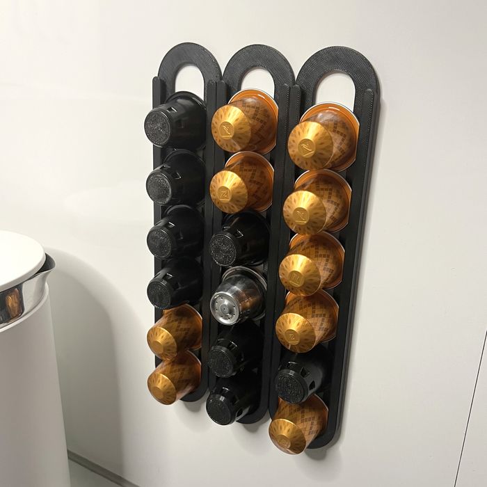 Uchwyt naścienny na kapsułki typu Nespresso CZARNY /druk 3D/