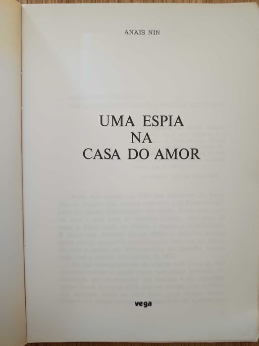 Anaïs Nin - Uma Espia na Casa do Amor (portes incluídos)