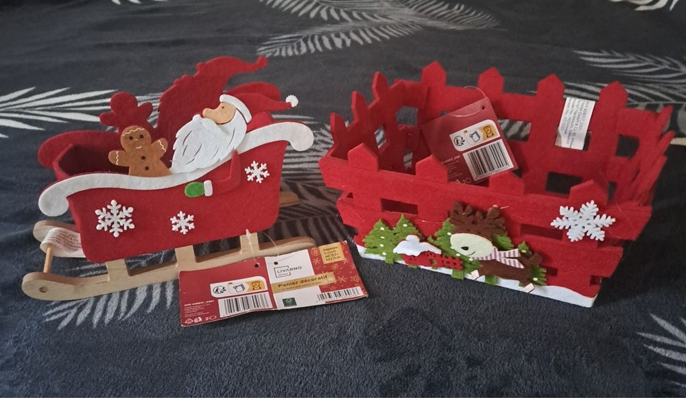 Кошик новорічний з фетру сані конверти для санти декор
