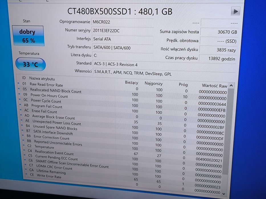 Crucial BX500 480GB SATA 2.5"