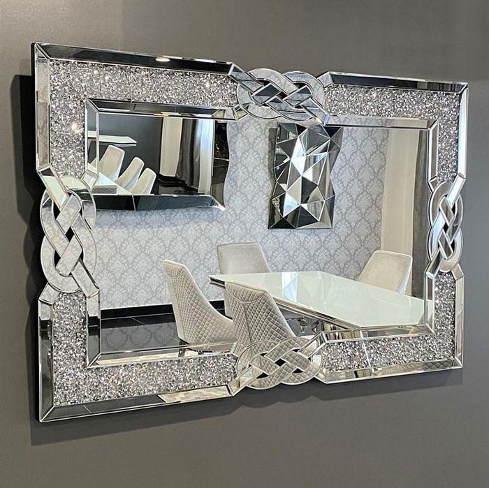 Srebrne lustro glamour prostokątne 80x120 cm M-0537