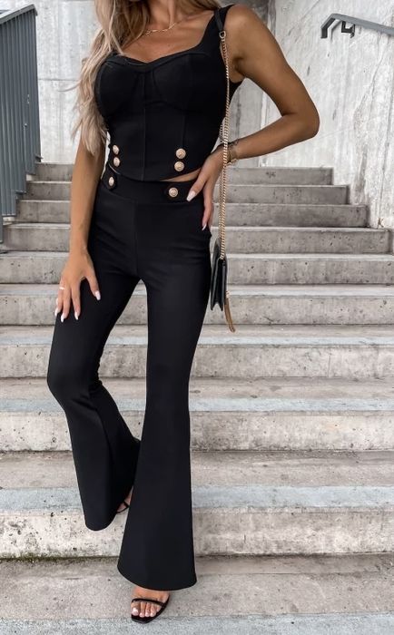 Komplet Chicaca Giorgia top + spodnie dzwony rozmiar M/L