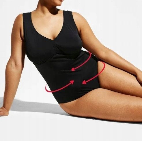B.P.C modelujący kostium kąpielowy shape czarny z paskami na plecach 4