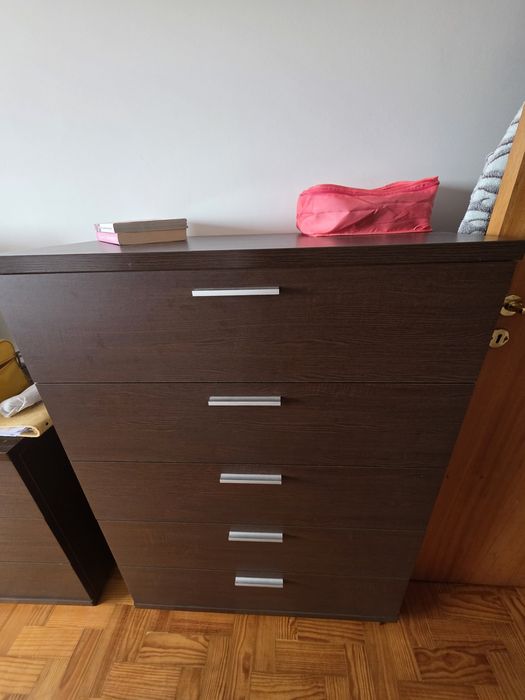 Cômoda 5 gavetas e criado mudo