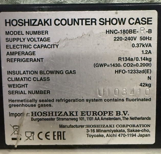 Vitrine Refrigerada Profissional Hoshizaki 180 cm – Sushi | Tapas | Hotelaria