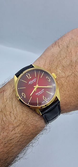 Atlantic Worldmaster Art Deco Automatic - szafir, skóra - Gold + Red