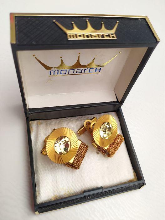 ПОЗОЛОТА Monarch Запонки мужские винтаж Монарх запонки плетеные