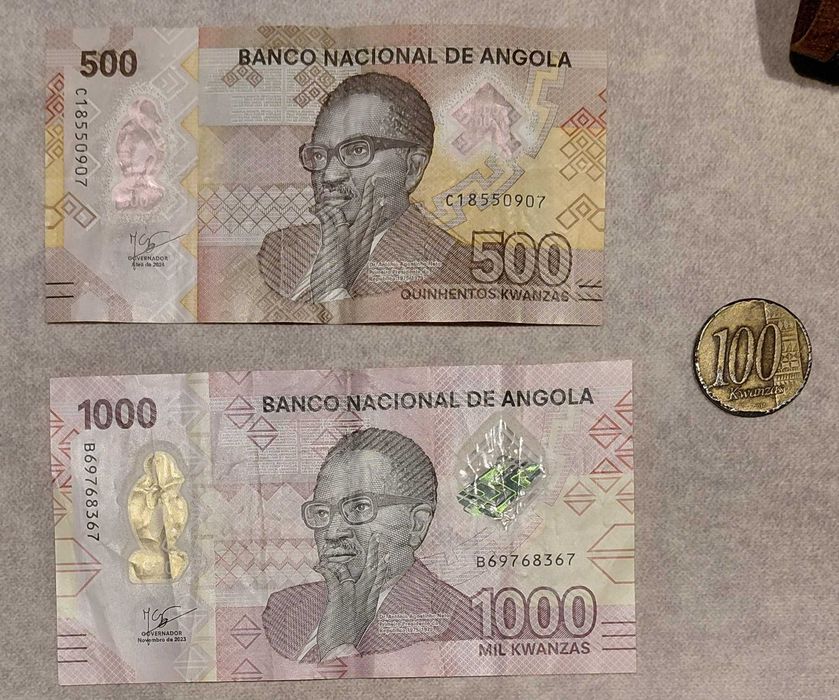 Banknoty i moneta - Kwanza - Angola - 1000, 500 i 100
