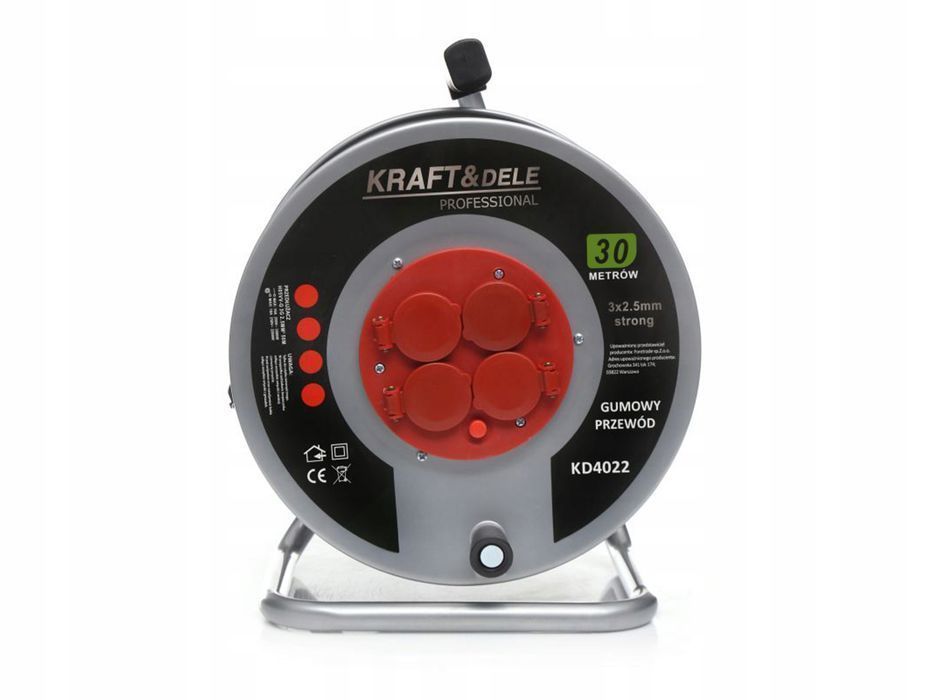Przedłużacz Bębnowy Budowlany 30M 3X2,5 Zwijak
