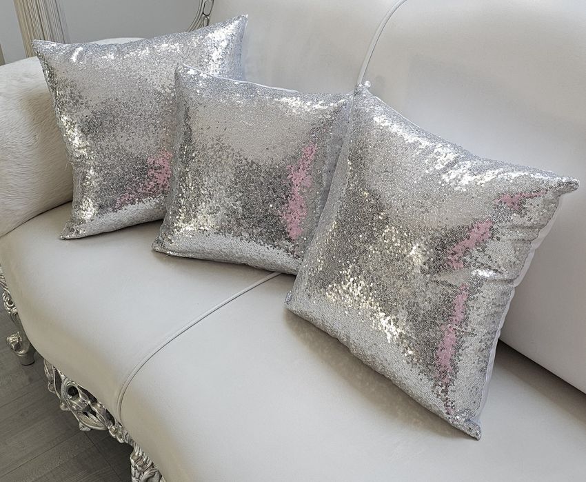 Poszewki cekiny srebrne 2 szt   45x45