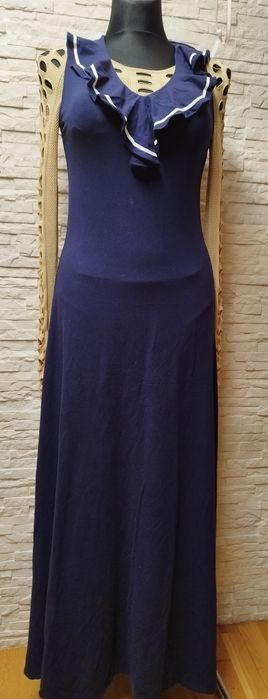 ?Sukienka marynarska Ralph Lauren 36/38 S/M bawełna,modal,granat maxi