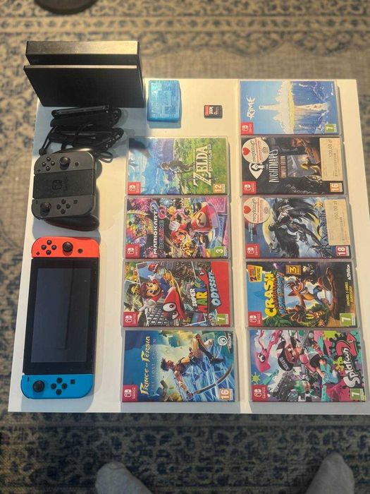 Konsola Nintendo Switch + 10 gier! + dodatkowe Joy-Cony + microSD 64GB