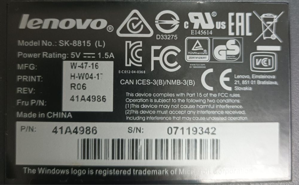 Teclado Multimédia  Lenovo