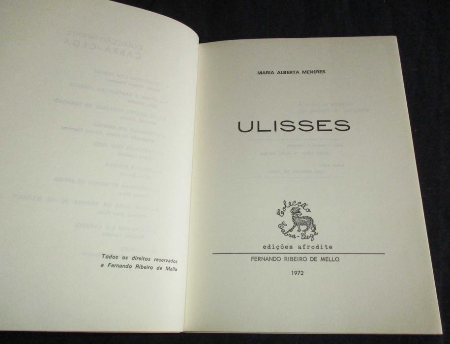 Livro Ulisses Maria Alberta Menéres Cabra Cega 1972