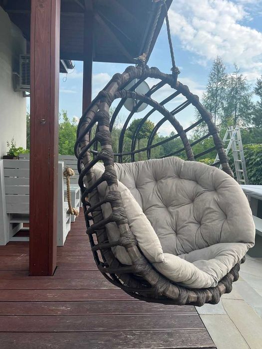 Fotel Wiszący Kokon Owalny Na zewnątrz/Do wewnątrz Drewno + Poduszka